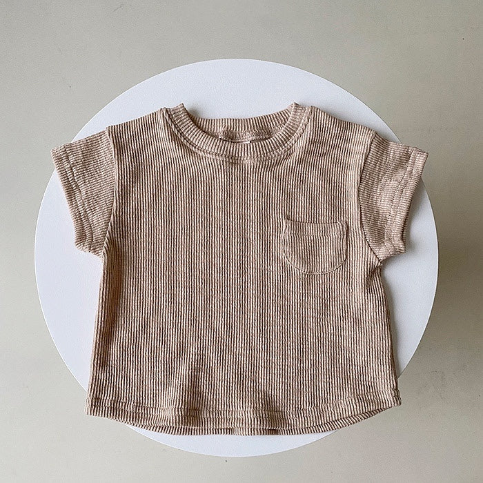 Ribbed Cotton Pocket Tee - Rose Brown