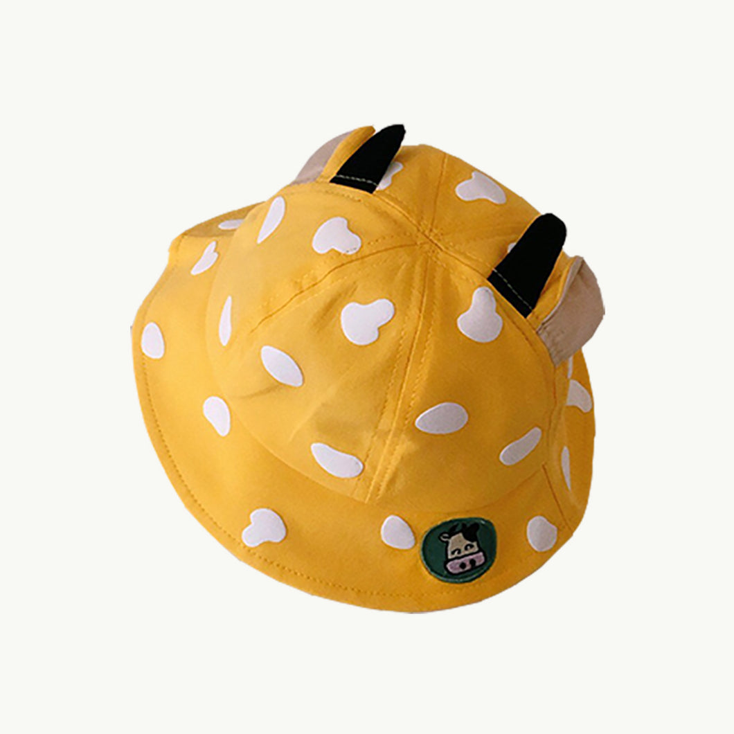 Kids Cow Pattern Bucket Hat - Yellow