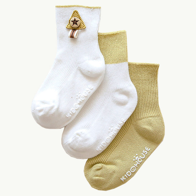 Tree Ribbed Socks 3 Pack - Yellow