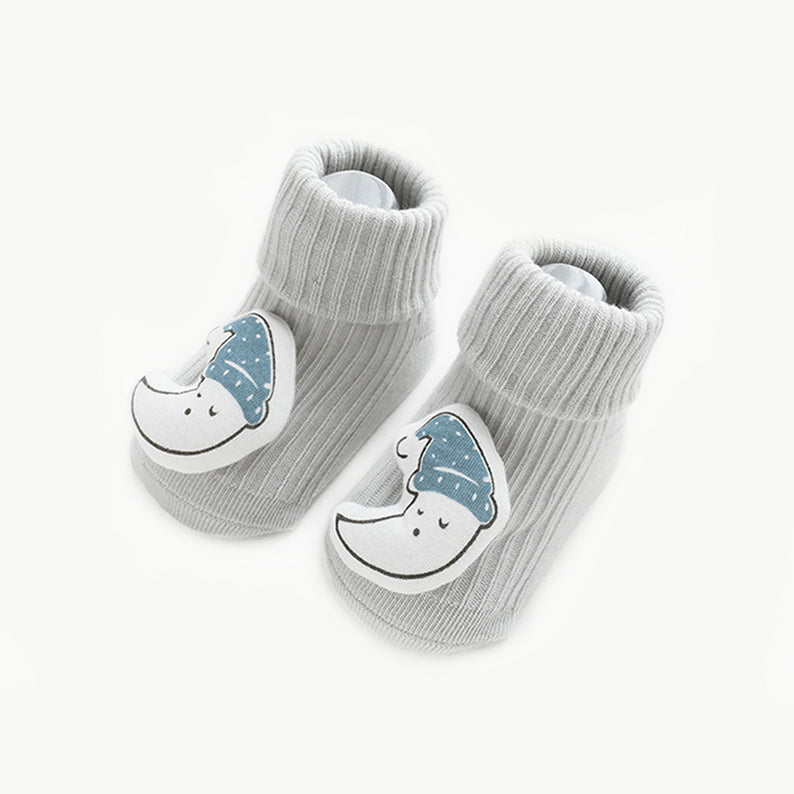 Moon Ribbed Knit Socks - Grey