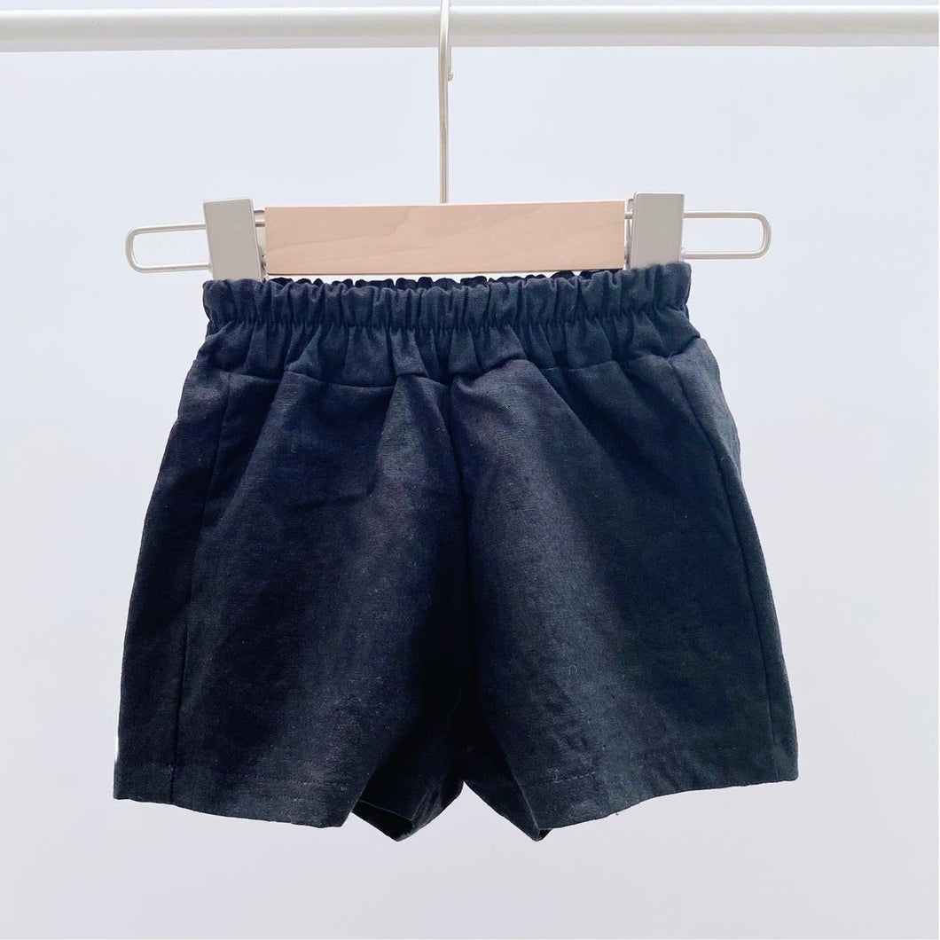 Summer Linen Cotton Shorts - Black